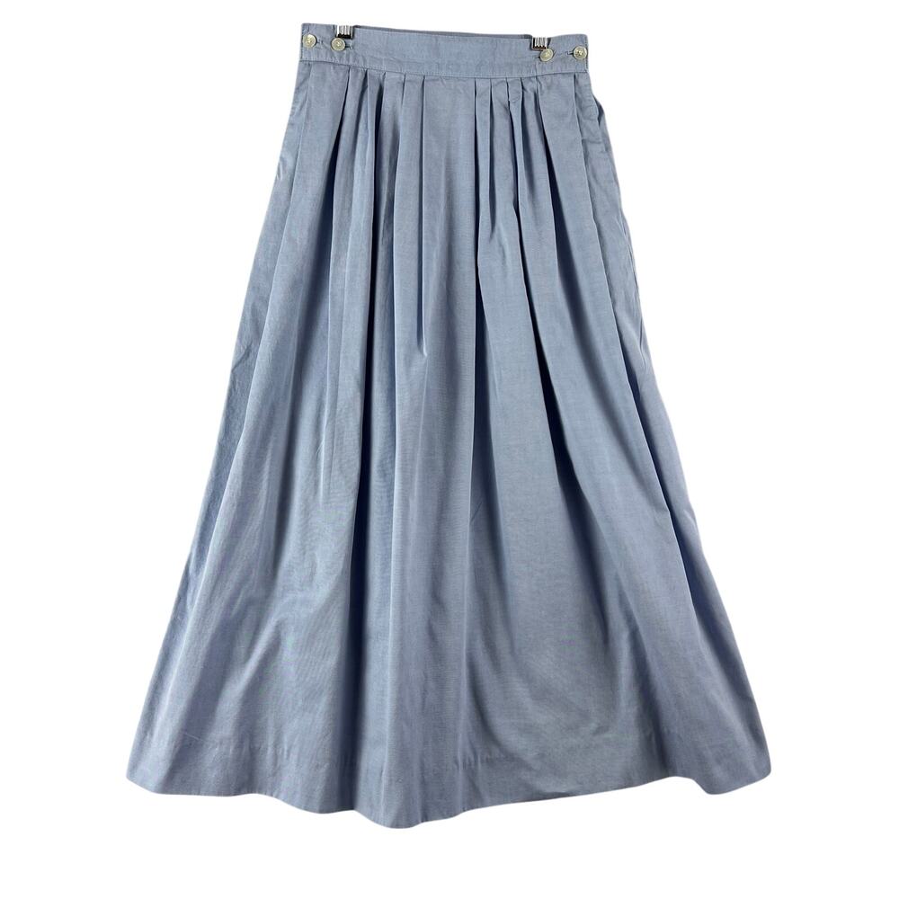 R.C.T.C. Womens Pleated Maxi Skirt Size 8 Blue Chambray Vintage USA